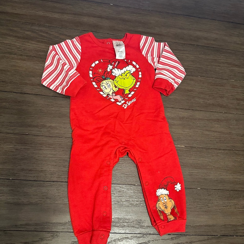 12month Red Dr. Seuss Grinch Baby Romper